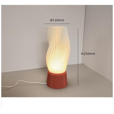 Lampada Da Tavolo Dimmerabile Usb Con Base Stampata In 3d - Luce Ambientale Da Comodino In Stile Nordico - Foto 3