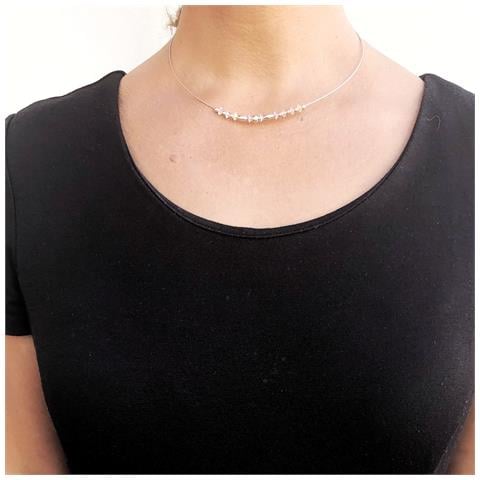Girocollo In Filo D'argento Sterling E Cristallo Swarovski - Foto 2