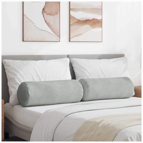 Cuscini a rullo 2 pcs Grigio chiaro Ø 25 x 70 cm - Foto 2