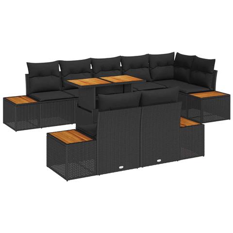 Set Divano da Giardino con archiviazione 9 pcs Nero Poly Rattan - Foto 1
