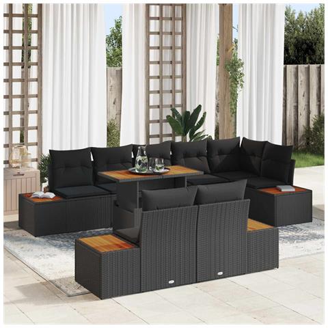 Set Divano da Giardino con archiviazione 9 pcs Nero Poly Rattan - Foto 2