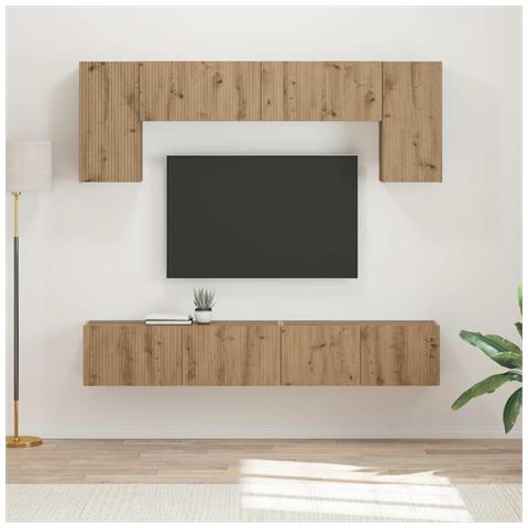 Set mobile TV 5 pcs Bianco Lucido Legno multistrato - Foto 2
