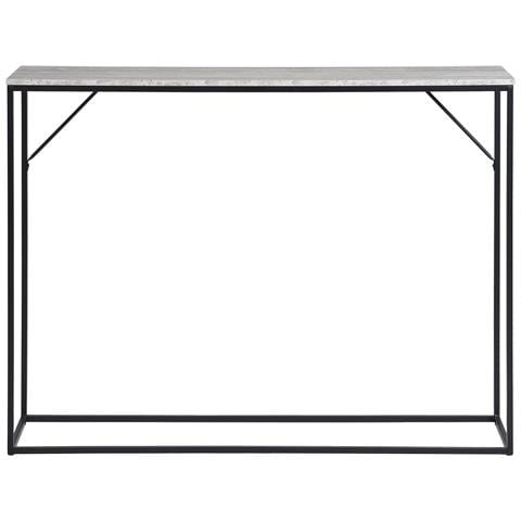 Consolle Vita Effetto Travertino Con Ripiano E Telaio In Metallo Nero 110x26x80 Cm - Foto 1