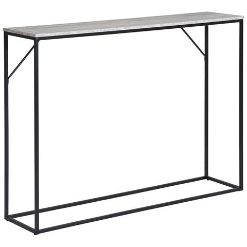 Consolle Vita Effetto Travertino Con Ripiano E Telaio In Metallo Nero 110x26x80 Cm - Foto 2