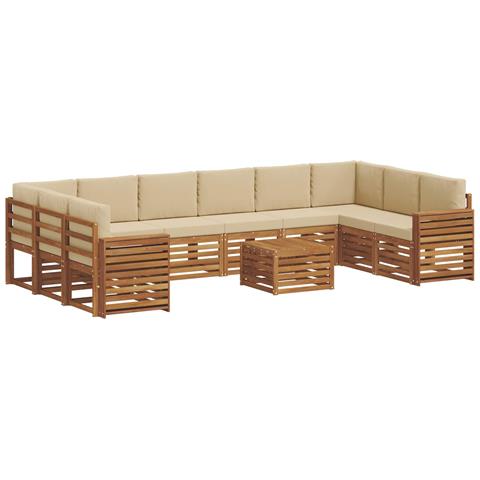 Set divani 11 pcs Naturale e Beige Legno di Acacia Massello - Foto 1