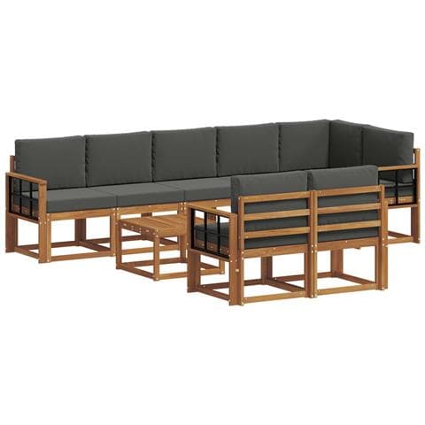 Set di divani da esterno con cuscino 9 pcs Naturale e Antracite - Foto 1