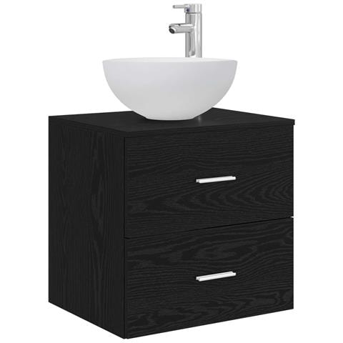 Mobiletto con Lavabo a Parete Rovere Nero 49,5 x 35 x 63 cm - Foto 1