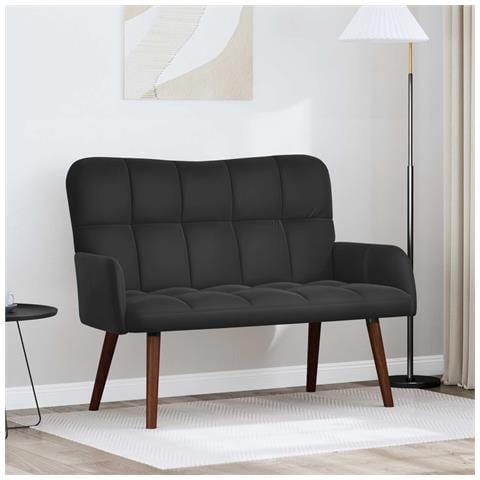 Sofa a Due Posti Nero 115 x 61 x 87 cm Velluto - Foto 2