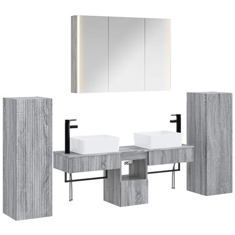 Set di mobili per il bagno 6 pcs Sonoma grigio - Foto 1