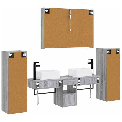 Set di mobili per il bagno 6 pcs Sonoma grigio - Foto 9