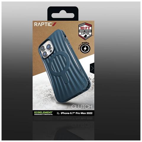 Raptic X-doria Clutch Case Per Iphone 14 Pro Max Con Retro Cover Magsafe, Blu - Foto 7