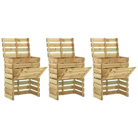 Compostiera da giardino a listelli 3 pcs Verde - Foto 1