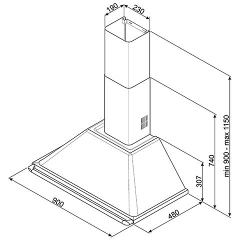 Cappa KTR90XE a Parete Estetica Victoria da 90 cm Aspirante Colore Inox Satinato - Foto 3