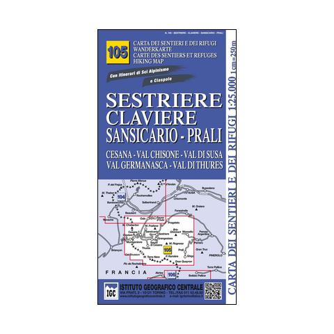 Carta n. 105 Sestriere, Claviere, Prali 1:25.000. Carta dei sentieri e dei rifugi. Serie monti - Foto 1