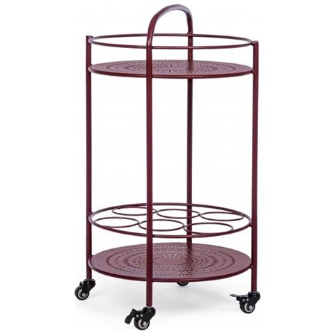 Carrello Per Bottiglie In Acciaio Rosso Bordeaux - Foto 1