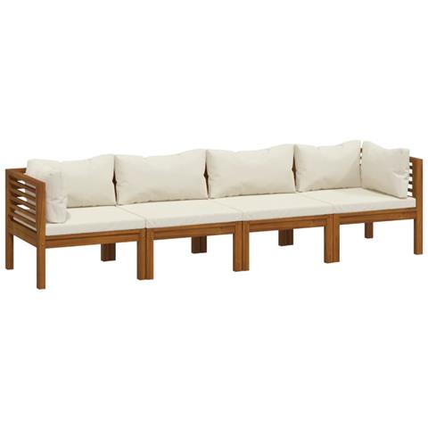 Divano Da Giardino A 4 Posti Con Cuscino Crema Massello Acacia - Foto 1