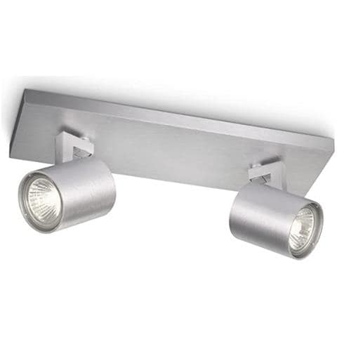 Runner Barra Spot 2 Luci In Metallo, Lampadina Inclusa, Grigio - Foto 1