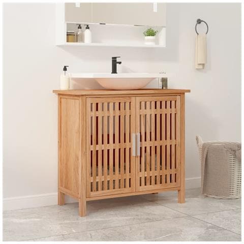 Mobile Lavabo da Bagno 66x29x61,5cm Legno Massello di Noce - Foto 6