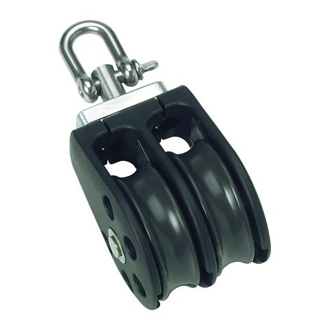 Serie 1 - Bozzello Doppio Con Occhio Girevole, Cima Max Mm. 8, Max Carico Di Lavoro Kg. 355 Carico Di Rottura Kg. 710, Dimensioni Puleggia Mm. 30 X 12, Lunghezza Mm. 73 - Foto 1