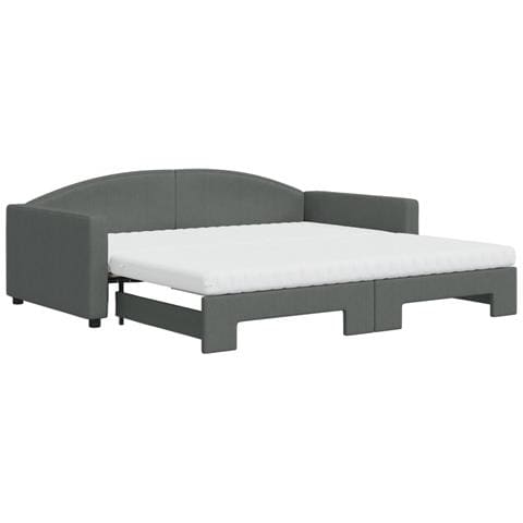 Divano Letto Estraibile Materassi Grigio Scuro 100x200 Tessuto - Foto 1