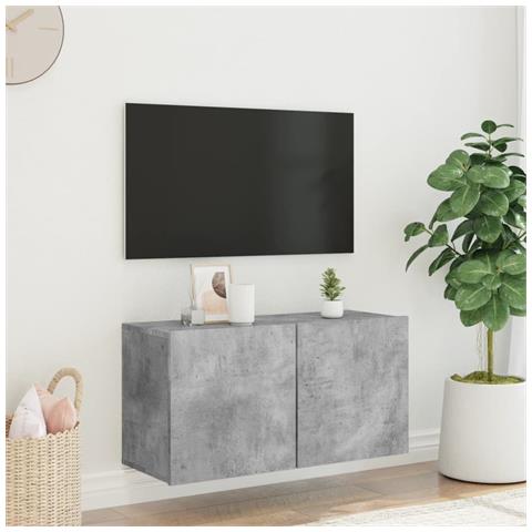 Mobile Tv A Parete Grigio Cemento 80x30x41 Cm - Foto 3