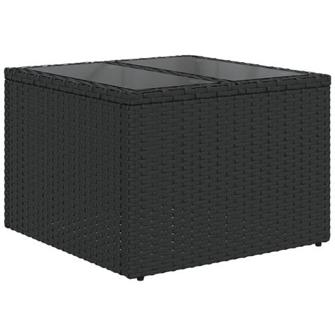 Tavolo Da Giardino Piano In Vetro Nero 55x55x37 Cm Polyrattan - Foto 2