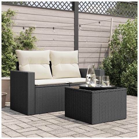 Tavolo Da Giardino Piano In Vetro Nero 55x55x37 Cm Polyrattan - Foto 3