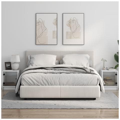 Comodini Con Ante In Vetro 2pz Bianco 35x37x42 Cm - Foto 3