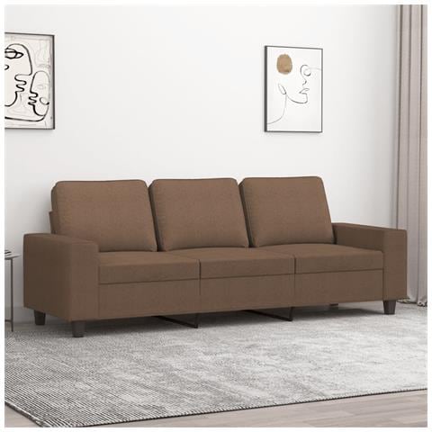 Divano A 3 Posti Marrone 180 Cm In Tessuto - Foto 1