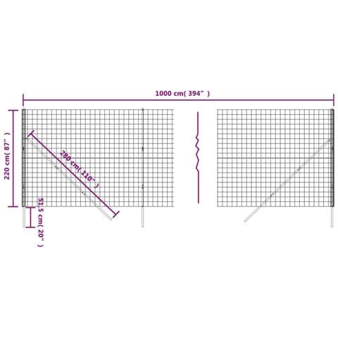 Recinzione Metallica Antracite 2,2x10 M In Acciaio Zincato - Foto 4