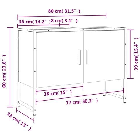 Mobile Lavabo Bagno Rovere Sonoma 60x30x60 Cm Legno Multistrato - Foto 2