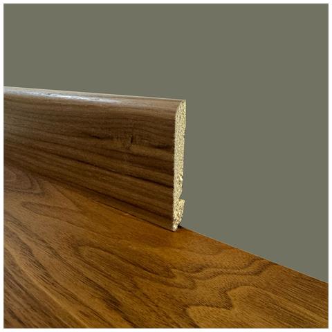 Battiscopa Bc In Legno Massello Impiallacciato Vero Legno Di Noce 70x10 Verniciato Opaco Poro Aperto - Foto 1