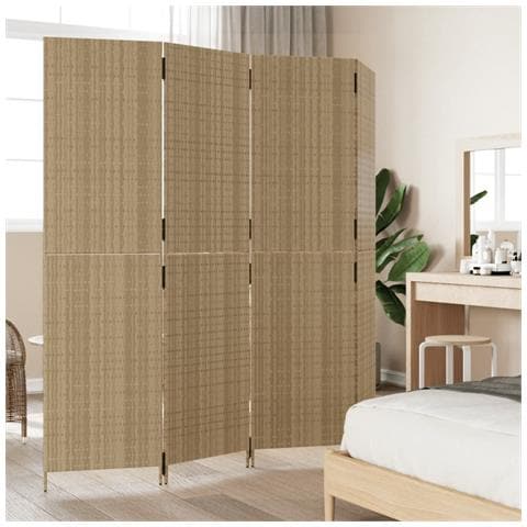 Divisorio per Ambienti a 4 Pannelli Beige in Polyrattan - Foto 2