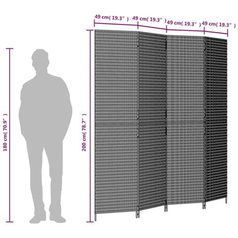 Divisorio per Ambienti a 4 Pannelli Beige in Polyrattan - Foto 8