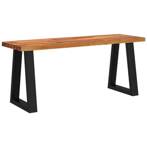 Panca Con Bordi Vivi 110 Cm In Legno Massello Di Acacia - Foto 2