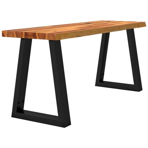 Panca Con Bordi Vivi 110 Cm In Legno Massello Di Acacia - Foto 3