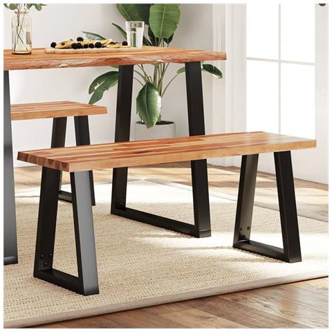 Panca Con Bordi Vivi 110 Cm In Legno Massello Di Acacia - Foto 1