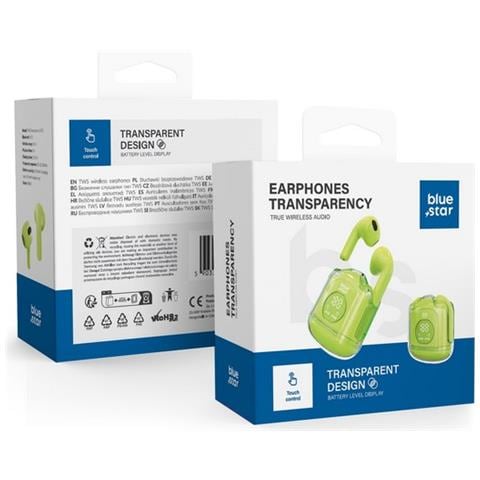 Auricolare Bluetooth 5.3 Tws Trasparency Fi22 Lcd Stereo Ergonimic Green - Foto 5