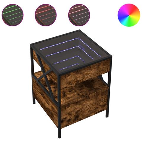 Comodino Con Led Infinity Rovere Fumo 40x40x51 Cm - Foto 2