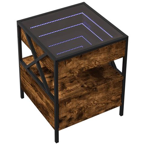 Comodino Con Led Infinity Rovere Fumo 40x40x51 Cm - Foto 3