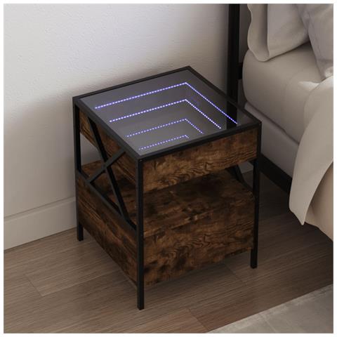 Comodino Con Led Infinity Rovere Fumo 40x40x51 Cm - Foto 1