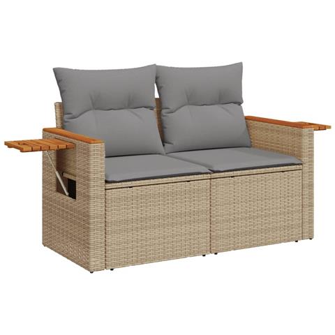 Set Divani da Giardino 7 pz con Cuscini Beige in Polyrattan - Foto 1