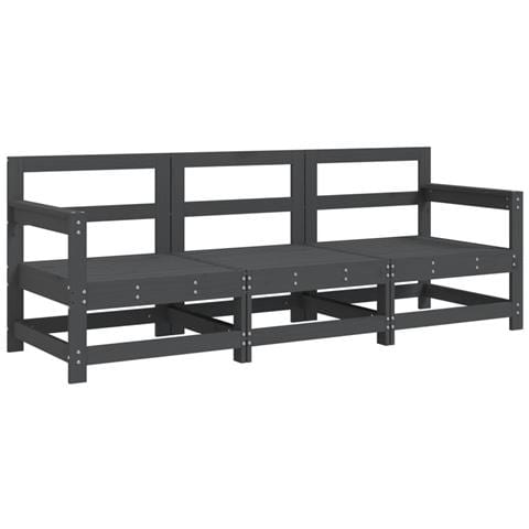 Set Salotto Da Giardino 3 Pz Grigio In Legno Massello Di Pino - Foto 2