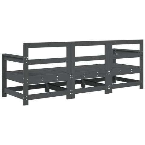 Set Salotto Da Giardino 3 Pz Grigio In Legno Massello Di Pino - Foto 3