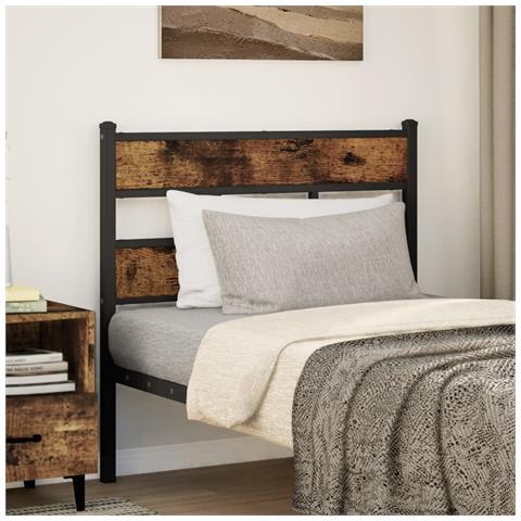 Testiera Rovere Fumo 75 Cm In Ferro E Truciolato - Foto 1