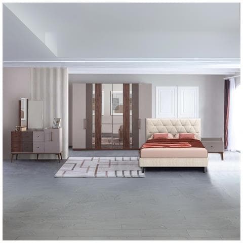 Camera Da Letto Pastel In Colore Beige, Noce E Dark Coffee - Foto 1
