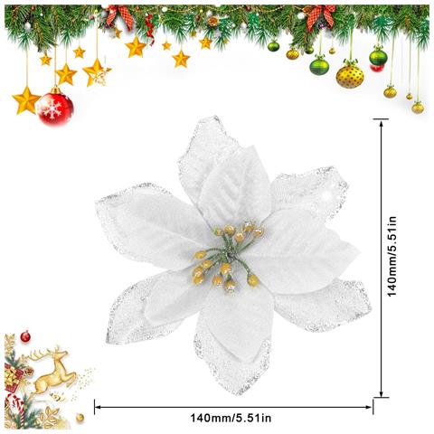 Set Di Fiori Artificiali Per Decorazione Albero Di Natale 32 Pezzi Argento - Foto 4