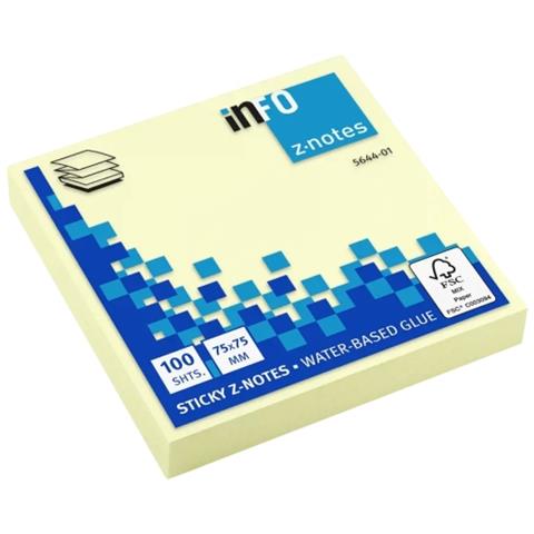 Info Z-notes Blocco Da 100 Foglietti Adesivi 75 X 75 Mm - Piegato A Z - Certificato Fsc? - Colore Giallo - Foto 1