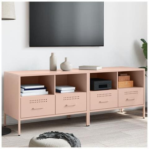Mobili Tv 2pz Rosa 68x39x50,5 Cm In Acciaio - Foto 1