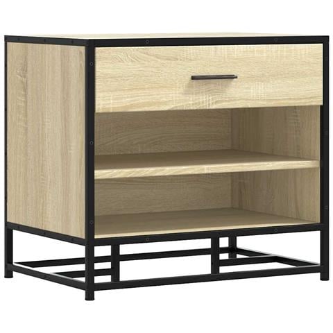 Panca Portaoggetti Rovere Sonoma Legno Multistrato E Metallo - Foto 2